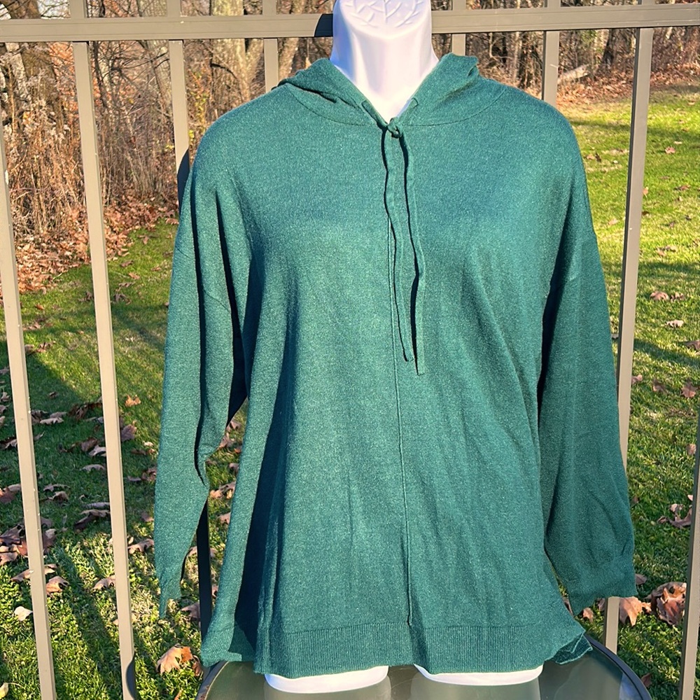 NWT Lane Bryant LIVI Green Relaxed Long Sleeve Hooded Pullover Sweater Sz 22/24